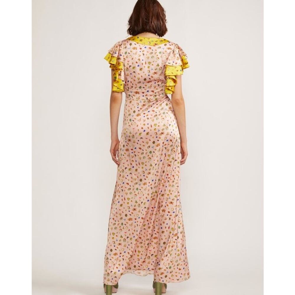 Cynthia Rowley Pink Floral Maxi Dress with Yellow Trim - Picture 6 of 14